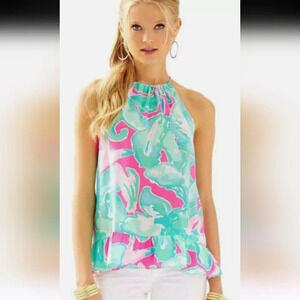 LILLY PULITZER Millie silk Tank Top - tropical sands. Size small